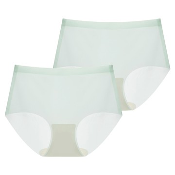 DeParee 蒂巴蕾 無痕冰絲植物系桑蠶絲抗菌內褲2件組 Waist pus 包覆式  淺綠色  L