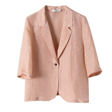 真絲小西裝提花絲麻女高級桑蠶絲（非冰絲等人造絲）西裝女上衣西裝外套春新款 一絲