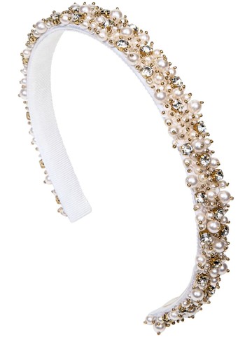 Jennifer Behr - Landyn bead-embellished headband - women - Pearl/Silk - One Size - Neutrals