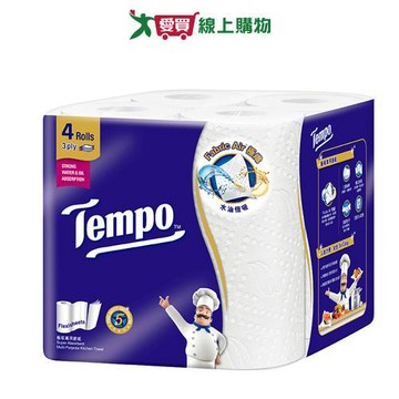 Tempo極吸萬用3層廚房紙巾120張x4捲【愛買】