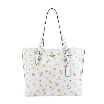 COACH MOLLIE 馬車LOGO花卉印花PVC托特包（米白） _廠商直送