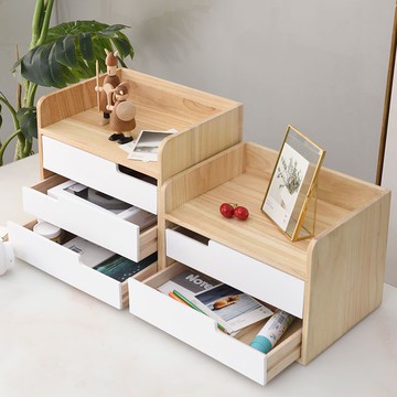 【台灣公司 可打統編】新款實木桌面收納抽屜柜辦公桌上儲物盒雜物整理多層化妝品置物架 y8183