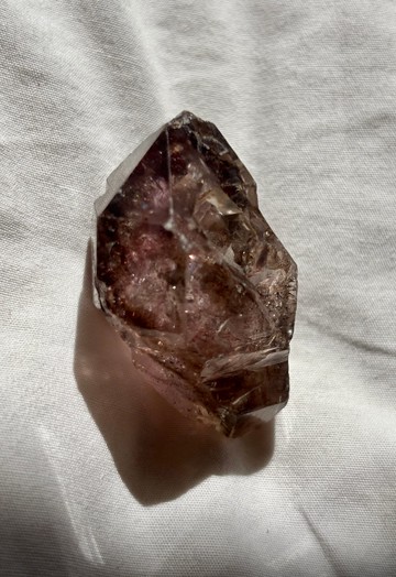 超七水晶 深紫 罕有十八面體/帶多個窗 紫水晶原石 骨幹水晶 印記