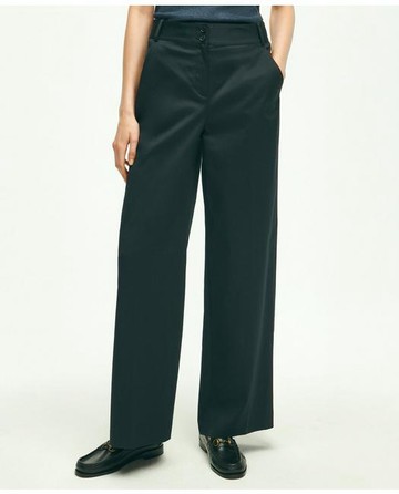 Brooks Brothers Women's Cotton Twill Wide Leg Pants | Black | Size 2