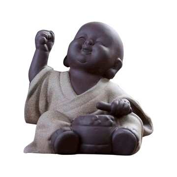 歡欣鼓舞 茶寵 歡 小和尚 紫砂陶瓷擺飾  0.5g  紫褐色