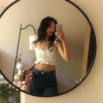 韓國Thebarnnet蕾絲內搭上衣女白色正反兩穿性感短款吊帶背心外穿