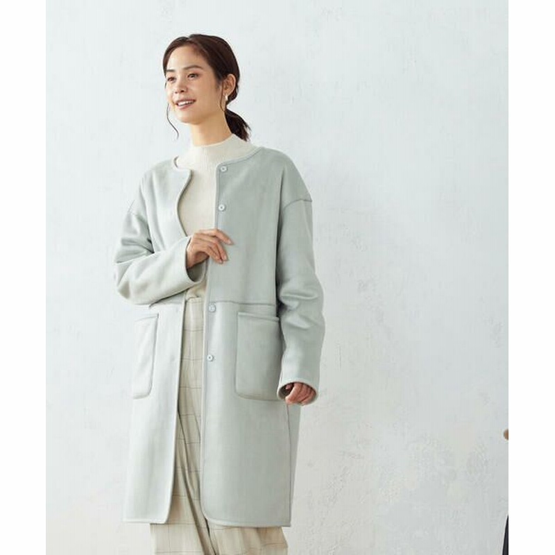 Comme Ca Ism コムサイズム リバーシブル ノーカラーフェイクムートンコート グリーン L 通販 Lineポイント最大1 0 Get Lineショッピング