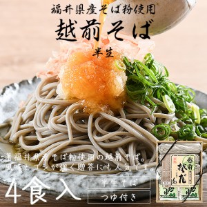 そば 蕎麦 越前そば 4食入り 半生 つゆ付き 福井 お土産 ギフト 贈答