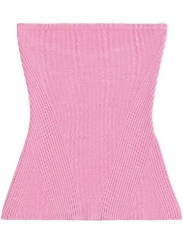 Apparis - ribbed-knit bandeau top - women - Polyester/Recycled Viscose/Nylon - S - Pink