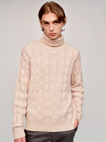Turtleneck Fisherman Sweater Beige
