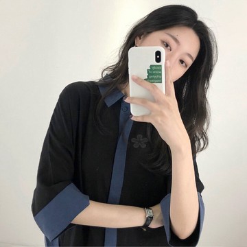 氣質Polo領設計感小眾休閑直筒裙子2022春夏韓版別致高級感連衣裙