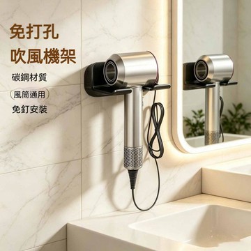 【24時特賣】不鏽鋼吹風機置物架 衛生間浴室壁掛 免打孔電吹風收納 掛牆風筒架 浴室置物架 掛架收納好安裝 瀝水 瀝水
