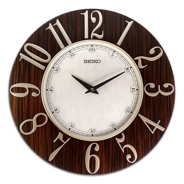 Seiko 精工 大尺寸立體數字木質外殼滑動式秒針靜音掛鐘 QXA800Z  灰白色 + 咖啡色