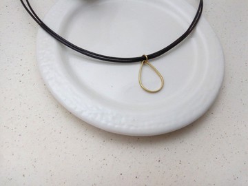 蠟線項鍊 黃銅 水滴 素色簡約 蠟繩細線
