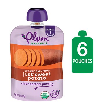Plum Organics Organic Baby Food Stage 1 Just Sweet Potato 3 oz Each / Pack of 6