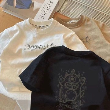 Healthy baby 男童純棉 短袖 t恤兒童裝夏季新款卡通印花休閒體恤中半袖 上衣  男童 短袖   T恤  短袖