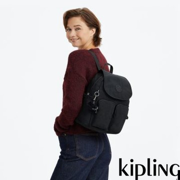 『猴子包』Kipling 午夜星空黑掀蓋多袋收納後背包-CITY POCKET S