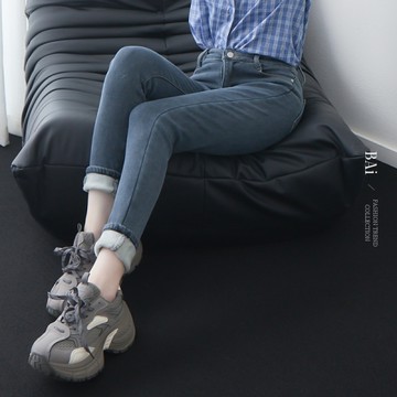 BAi白媽媽 加絨牛仔褲／高腰刷毛小腳窄管褲S-XL號－【356289】