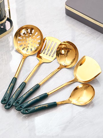 輕奢不銹鋼廚房用品鍋鏟廚具套裝炒菜鏟子湯勺漏勺鏟子全套家用