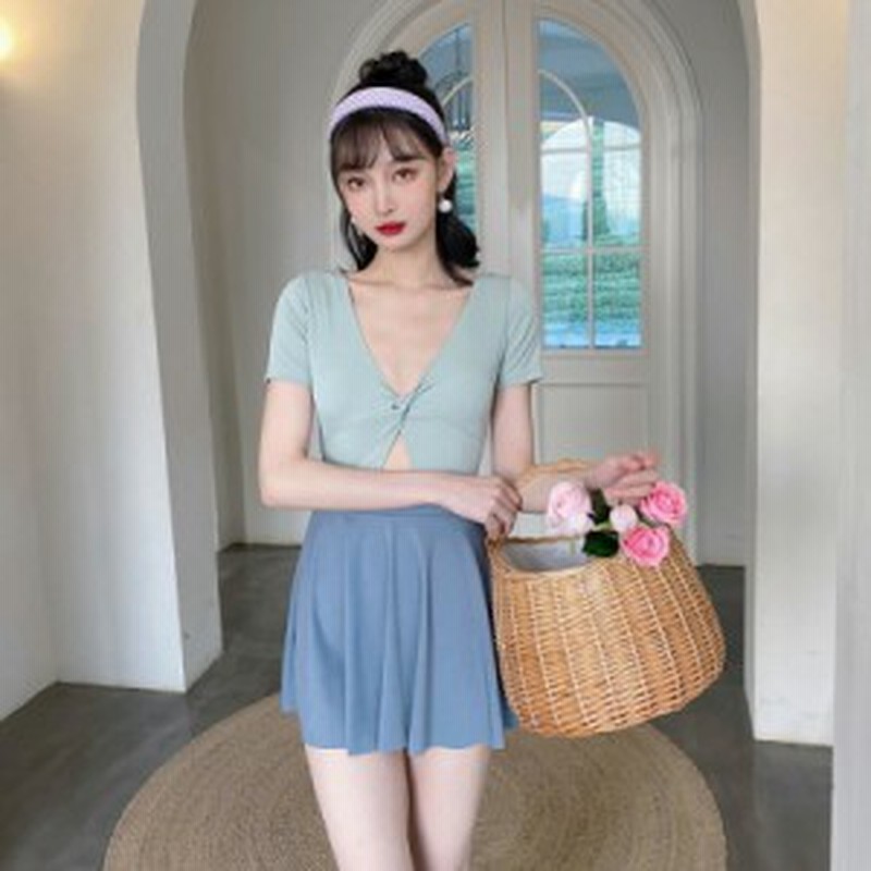 ワンピース水着 ビキニ スカートセット ブルー ビーチファッション 2点セット 水着 Uvカット スイムウェア 水着インナー ワンピース水着 通販 Lineポイント最大1 0 Get Lineショッピング