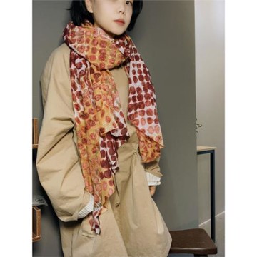 波西米亞風格波點圓點棉麻長圍巾兩用女秋冬保暖夏季空調房大披肩