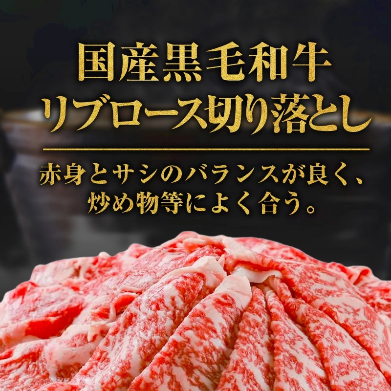 黒毛和牛リブロース切り落とし（500g／焼肉のたれ・活用レシピ付き）