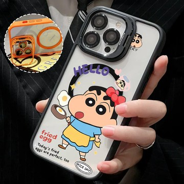 廚娘小新 金屬鏡頭隱形支架 磁吸防摔殼 iPhone 17 15 14 13 12 11 Pro Max 保護殼