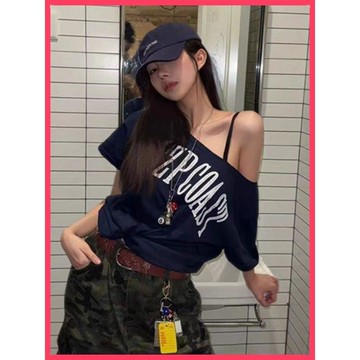 🐻純欲辣妹斜肩短袖t恤 | 短袖 | 短袖t恤 | 夏季女裝 | 辣妹衣服 | 斜肩短袖  | 斜肩t恤 | 斜肩上衣