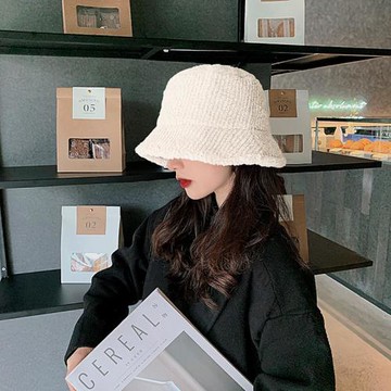 顯臉小秋冬帽子羊羔毛絨漁夫帽女百搭保暖加厚適合圓臉韓版盆帽潮