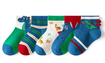 love, charlotte - 恐龍條紋網眼短筒棉襪-5 雙一組