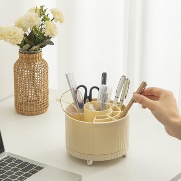 愚生化妝刷收納桶桌面旋轉眉筆筒化妝品口紅收納盒多功能置物架