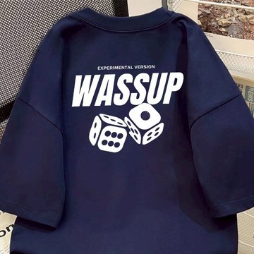 S~XL 純棉 短T 情侶T【Y1405】短袖-前後圖-WASSUP骰子 台灣製造 情侶裝 短袖T恤 男女可穿 快速出貨