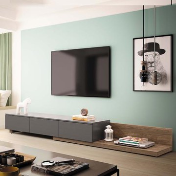 Boden-薩登6尺三抽伸縮電視櫃/長櫃/視聽櫃(灰色-寬180~300公分)