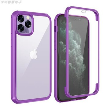 適用于蘋果iPhone11Promax屏幕全包防摔手機殼彩色邊框雙面保護套