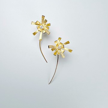 夏花925純銀包18k金耳環