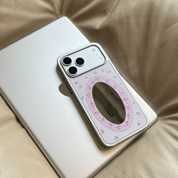 圍邊花花適用蘋果17promax手機殼iphone16/15卡通14/13鏡面12