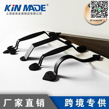 【全球優品滙】零售黑色碳鋼磨砂把手穀倉門配件免挖槽設計木門拉手把手