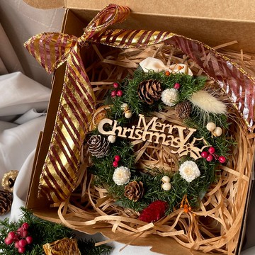 【聖誕禮盒】美好聖誕小花圈10cm 交換禮物 聖誕禮物 聖誕花圈