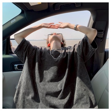 『隔日達』重磅水洗 短袖T恤 水洗棉T OVERSIZE 上衣T恤男 韓版復古短T 情侶上衣  簡約T恤 超百搭