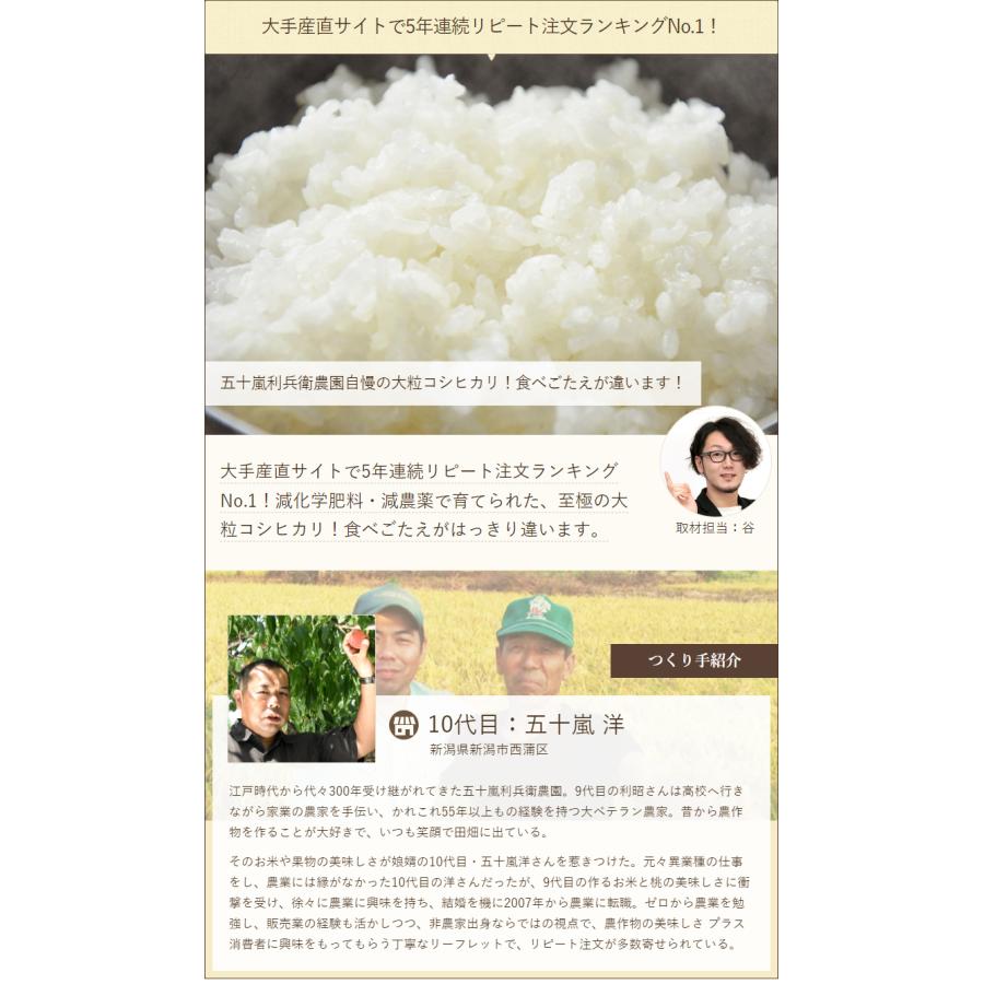 減農薬・減化学肥料 新潟産 炊きあがりが楽しみになるコシヒカリ 精米20kg（10kg×2） 五十嵐利兵衛農園 送料無料