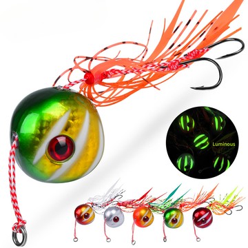 【TTFF】海釣炎月鐵板60/80/100/120/150/200g鬍鬚佬魷魚鉛魚帶雙鉤 帶狀夜光鐵板路亞假餌釣紅章鉛頭