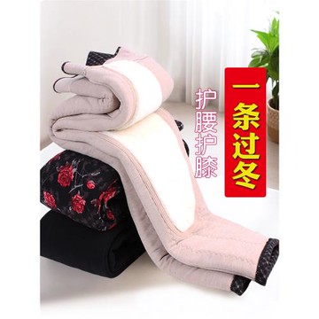 冬中老年棉褲女加絨加厚媽媽棉褲外穿中年松緊高腰彈力修身打底褲