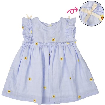 akachan honpo - 洋裝 平織-刺繡滿版圖案-淺藍色