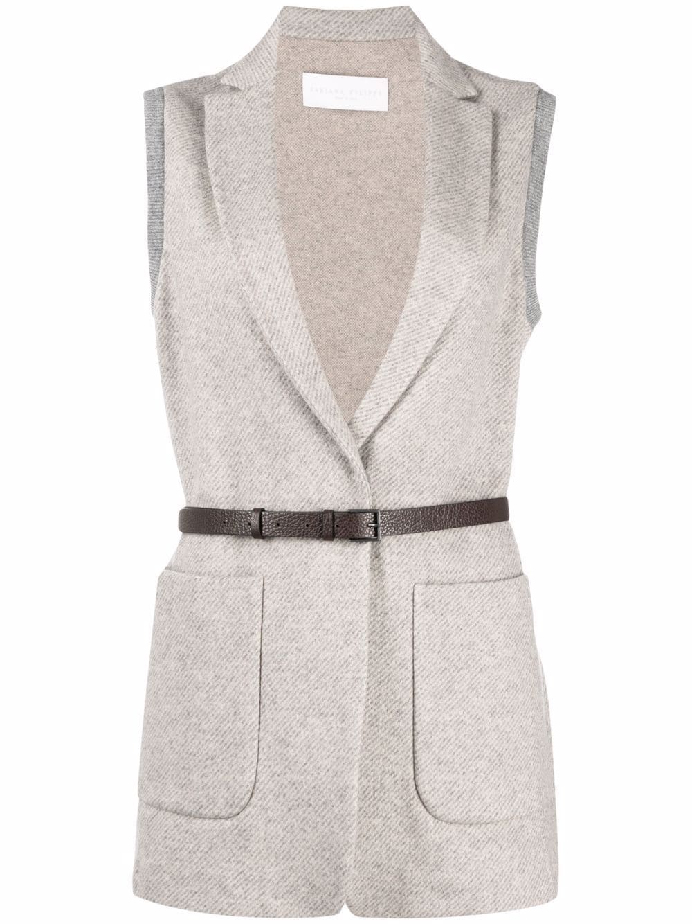 Fabiana Filippi - belted-waist vest - women - Cashmere/Virgin Wool/Leather/Silk - 42 - Grey