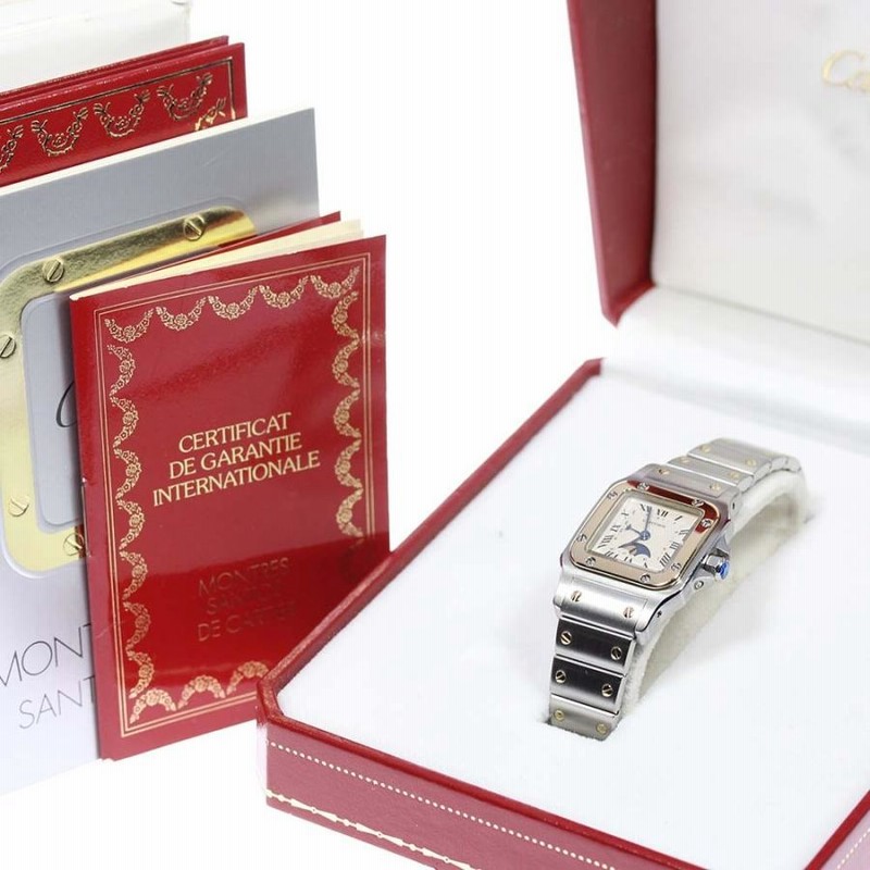 ☆良品☆箱・保証書付き【CARTIER】カルティエ サントスガルベSM ムーンフェイズ W20008C4 クォーツ レディース | LINEショッピング