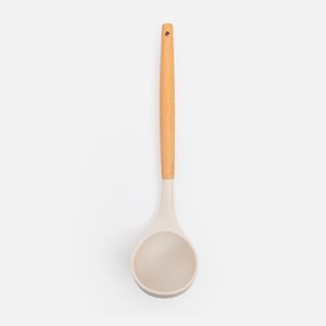 木柄矽膠湯杓 白