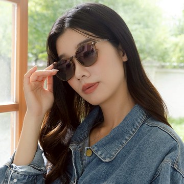 [TR90][平光鏡墨鏡二合一]晴光輪廓磁吸可換片墨鏡太陽眼鏡-透淺茶框漸灰片