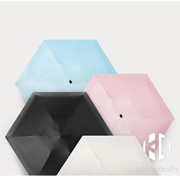 五折傘衡利扁手柄超輕口袋傘扁形黑膠晴雨兩用傘防曬太陽傘防紫外線遮陽傘粉色【聚物優品】