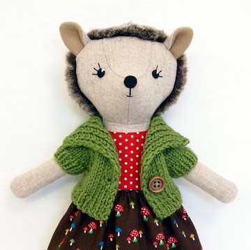 刺猬女孩，羊毛毛絨動物玩具，毛絨軟娃娃