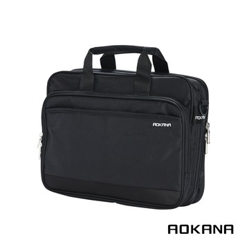 AOKANA MIT台灣製 輕量防潑水15.6吋商務電腦公事包 可掛拉桿設計 側背包 斜肩背包(黑色)02-004